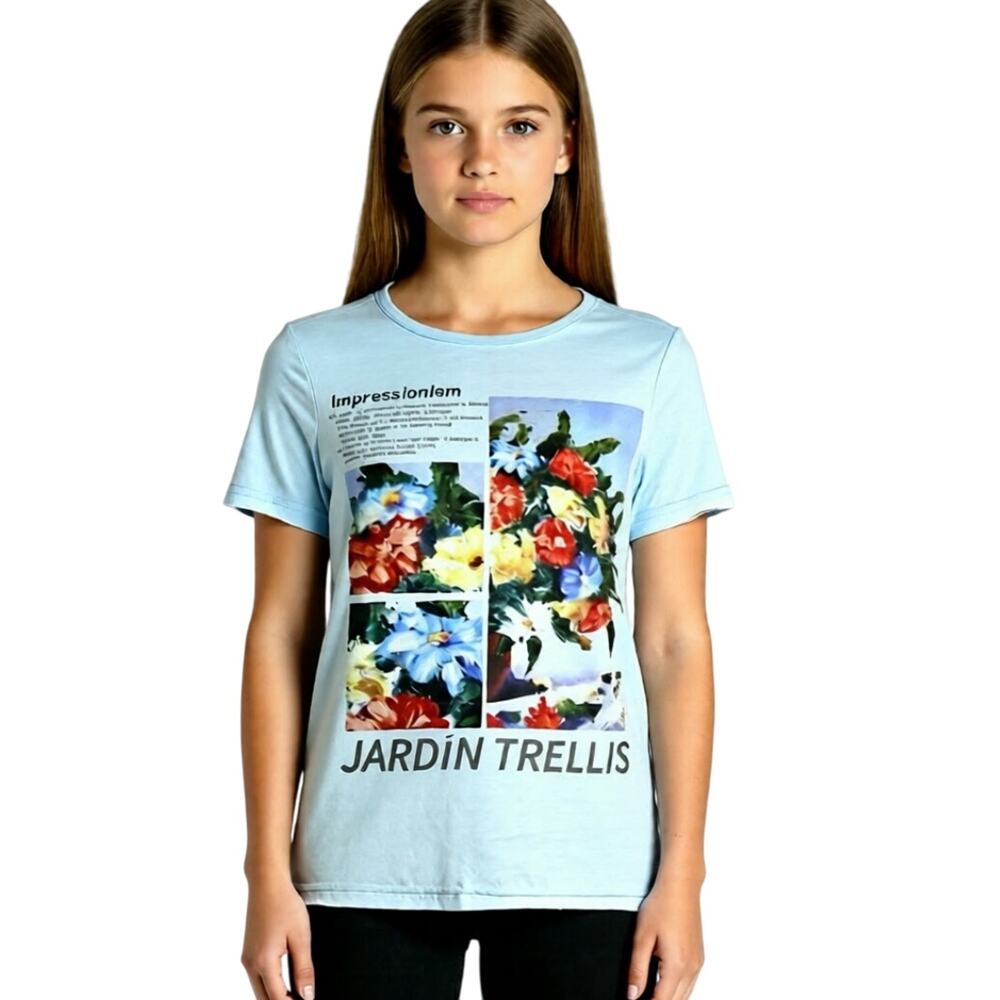 Scene & Heard Short Sleeve T-Shirt Impressionism Jardin Trellis Size 8T